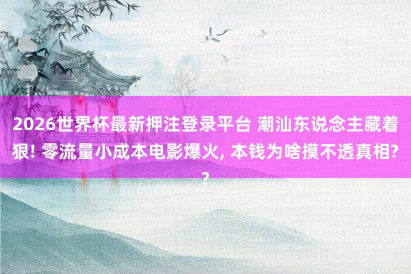 2026世界杯最新押注登录平台 潮汕东说念主藏着狠! 零流量小成本电影爆火， 本钱为啥摸不透真相?