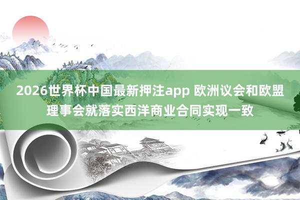 2026世界杯中国最新押注app 欧洲议会和欧盟理事会就落实西洋商业合同实现一致