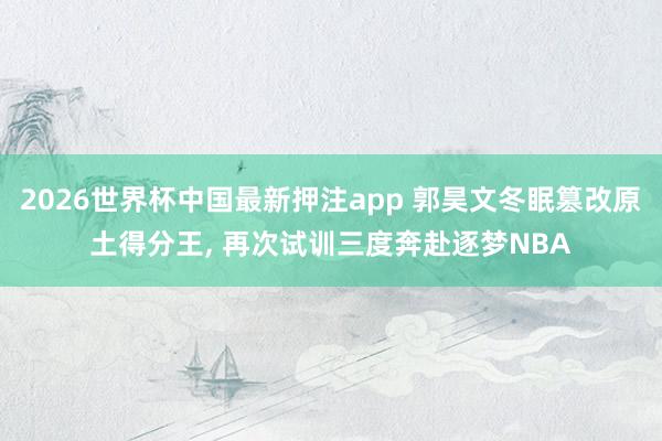 2026世界杯中国最新押注app 郭昊文冬眠篡改原土得分王， 再次试训三度奔赴逐梦NBA