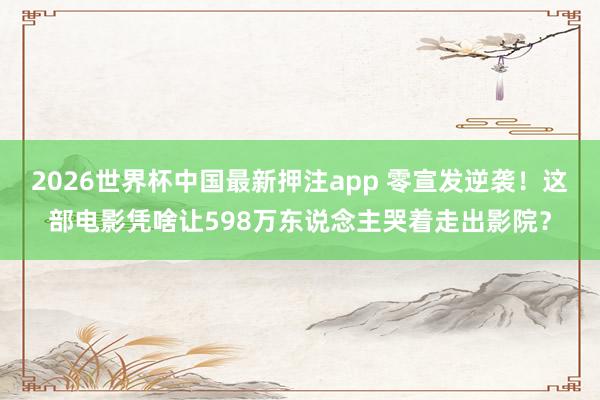 2026世界杯中国最新押注app 零宣发逆袭！这部电影凭啥让598万东说念主哭着走出影院？