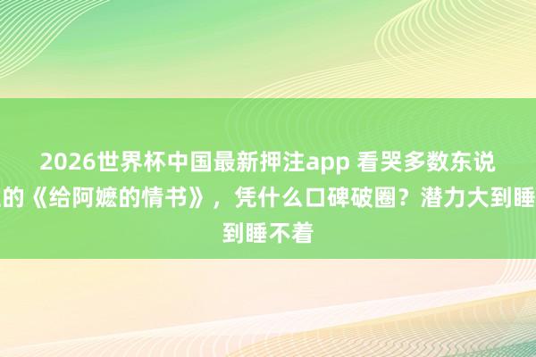 2026世界杯中国最新押注app 看哭多数东说念主的《给阿嬷的情书》，凭什么口碑破圈？潜力大到睡不着