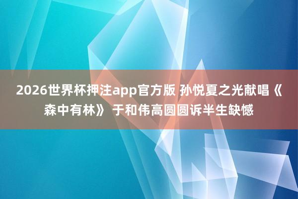 2026世界杯押注app官方版 孙悦夏之光献唱《森中有林》 于和伟高圆圆诉半生缺憾