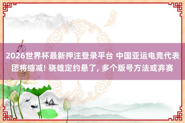 2026世界杯最新押注登录平台 中国亚运电竞代表团将缩减! 骁雄定约悬了， 多个版号方法或弃赛