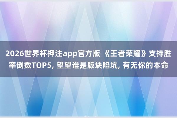2026世界杯押注app官方版 《王者荣耀》支持胜率倒数TOP5， 望望谁是版块陷坑， 有无你的本命