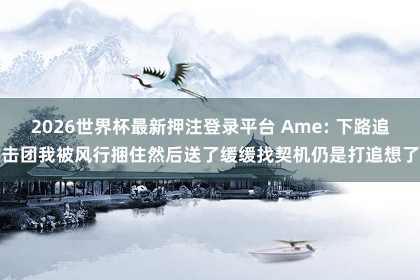 2026世界杯最新押注登录平台 Ame: 下路追击团我被风行捆住然后送了缓缓找契机仍是打追想了