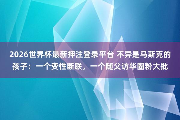2026世界杯最新押注登录平台 不异是马斯克的孩子：一个变性断联，一个随父访华圈粉大批