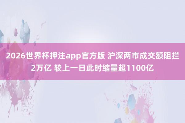 2026世界杯押注app官方版 沪深两市成交额阻拦2万亿 较上一日此时缩量超1100亿