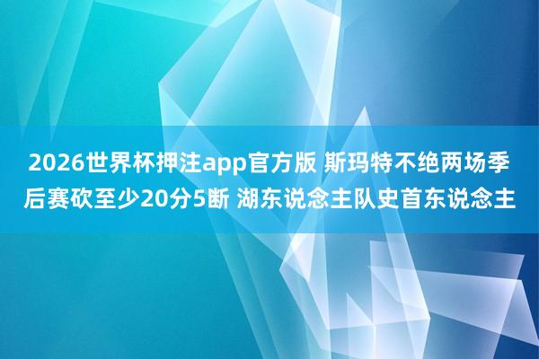 2026世界杯押注app官方版 斯玛特不绝两场季后赛砍至少20分5断 湖东说念主队史首东说念主
