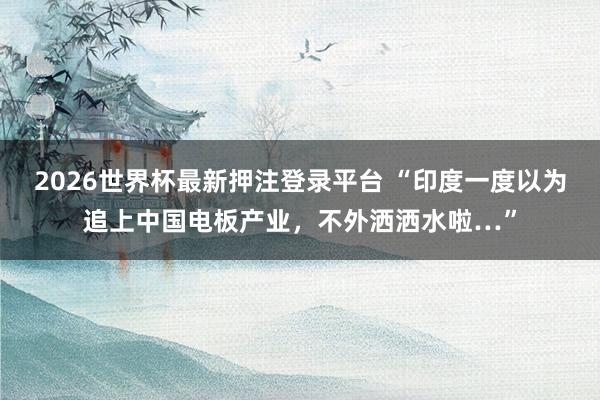 2026世界杯最新押注登录平台 “印度一度以为追上中国电板产业，不外洒洒水啦…”