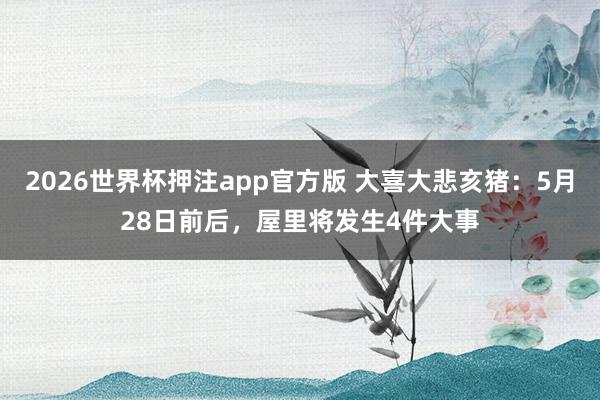 2026世界杯押注app官方版 大喜大悲亥猪：5月28日前后，屋里将发生4件大事