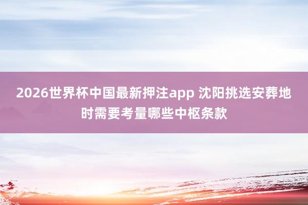 2026世界杯中国最新押注app 沈阳挑选安葬地时需要考量哪些中枢条款