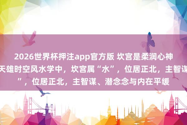 2026世界杯押注app官方版 坎宫是柔润心神的根柢能量区，在黄天雄时空风水学中，坎宫属“水”，位居正北，主智谋、潜念念与内在平缓