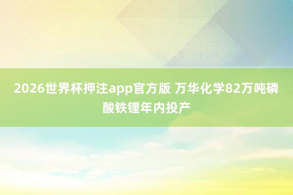 2026世界杯押注app官方版 万华化学82万吨磷酸铁锂年内投产