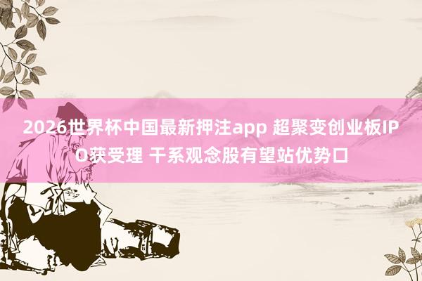 2026世界杯中国最新押注app 超聚变创业板IPO获受理 干系观念股有望站优势口