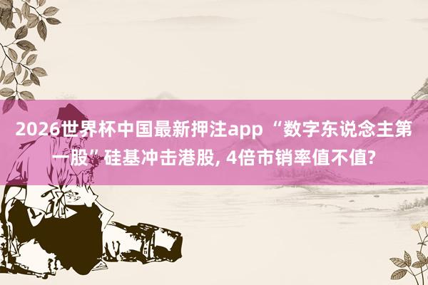 2026世界杯中国最新押注app “数字东说念主第一股”硅基冲击港股， 4倍市销率值不值?