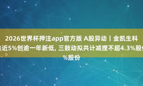 2026世界杯押注app官方版 A股异动丨金凯生科跌近5%创逾一年新低， 三鼓动拟共计减捏不超4.3%股份