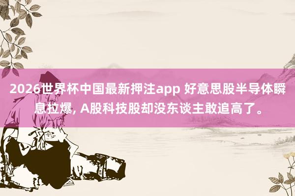 2026世界杯中国最新押注app 好意思股半导体瞬息拉爆， A股科技股却没东谈主敢追高了。