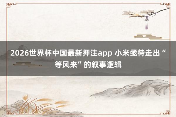 2026世界杯中国最新押注app 小米亟待走出“等风来”的叙事逻辑