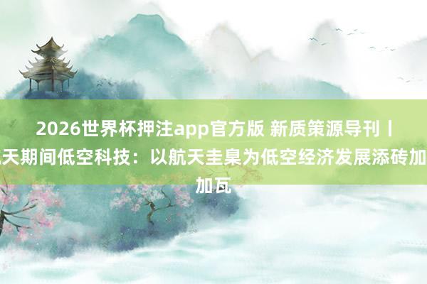 2026世界杯押注app官方版 新质策源导刊丨航天期间低空科技：以航天圭臬为低空经济发展添砖加瓦