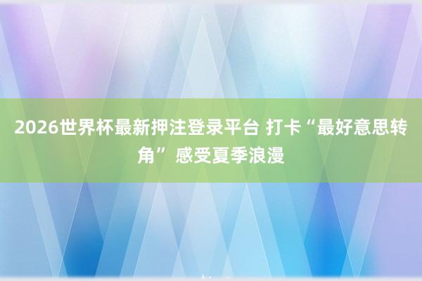 2026世界杯最新押注登录平台 打卡“最好意思转角” 感受夏季浪漫