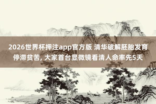 2026世界杯押注app官方版 清华破解胚胎发育停滞贫苦， 大家首台显微镜看清人命率先5天