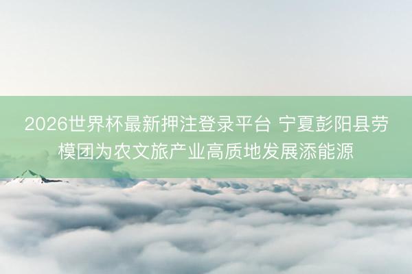 2026世界杯最新押注登录平台 宁夏彭阳县劳模团为农文旅产业高质地发展添能源