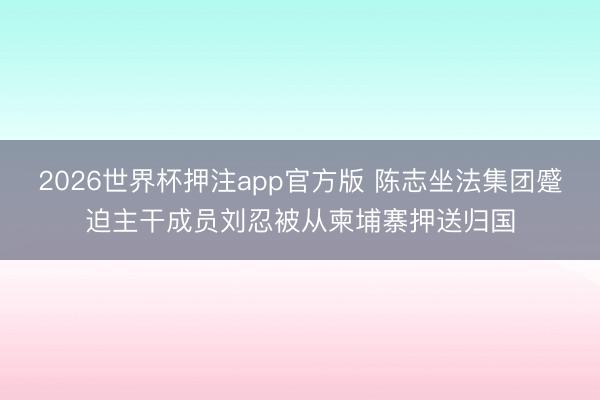 2026世界杯押注app官方版 陈志坐法集团蹙迫主干成员刘忍被从柬埔寨押送归国