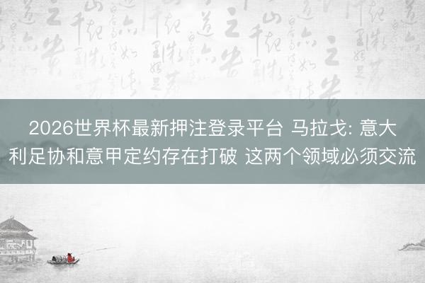 2026世界杯最新押注登录平台 马拉戈: 意大利足协和意甲定约存在打破 这两个领域必须交流